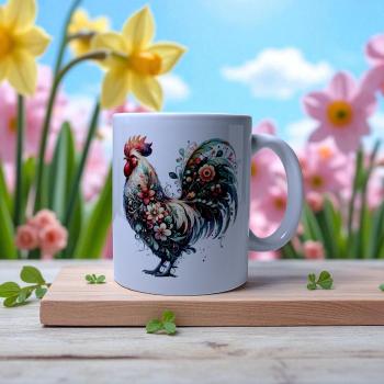 Keramiktasse Huhn Blumen Design Nr. 1 Kaffeebecher Teetasse Kaffeetasse - Artikel Nr. 1100088